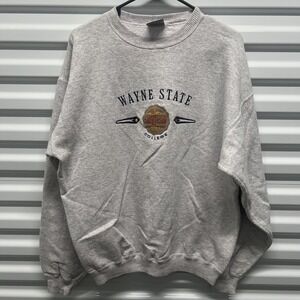 Time Out Wayne State College Mom Sweatshirt Large Mens Gray Embroidered Vintage